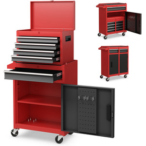 5-Drawer Rolling Tool Chest Tool Storage Cabinet - Red by Costway