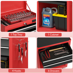 6-Drawer Rolling Tool Chest Tool Storage Cabinet by Costway
