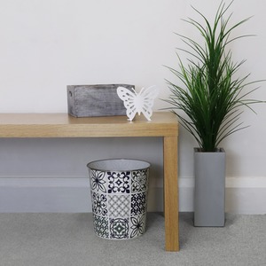 Mosaic Navy Waste Paper Bin by JVL