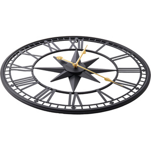 Metal Minimalist Roman Numerals Wall Clock - Black by Livingandhome