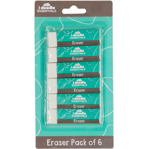 Pack of 6 Erasers - White by i-doodle