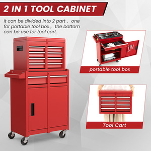 2-in-1 Rolling Tool Cabinet - Red by Costway