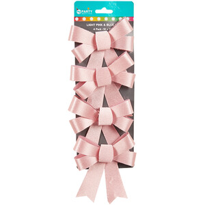 Pack of 4 Light Pink or Blue Bow Pack - Light Pink or Blue