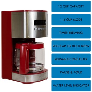 Kenmore 1.8L Digital Drip Coffee Machine - Red by Koolatron