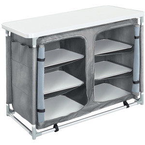Foldable Camping Kitchen Storage Cabinet with Tabletop - Grey by Livingandhome