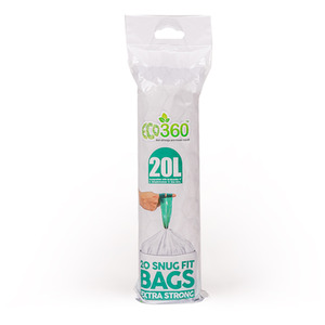 Kitchen Drawer String Bin Liner - White / 20l by Ecobag