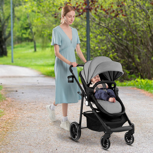 2 in 1 High Landscape Stroller Foldable Toddler Stroller - Grey by Costway