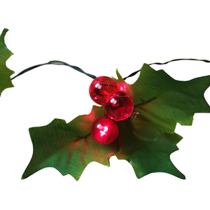 Christmas LED Red Berry and Holly Lights Green Cable - Red by Samuel Alexander
