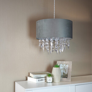 Grey Matte Velvet Droplet Pendant - Grey