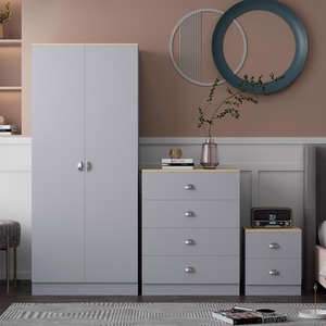 FWStyle Esher 3 Piece Bedroom Furniture Set Matt Grey - Matt Grey by FWStyle