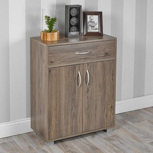 Small 2 Door 1 Drawer Hallway Living Room Sideboard Wooden Storage Cabinet Unit - Oak by URBNLIVING