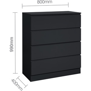 3 Piece Furniture Set Chest of Drawers Bedside Tables Birlea Oslo - Black by Birlea