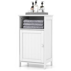 Bathroom Floor Cabinet Single Door Side Cabinet - White by Costway
