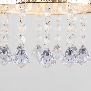 Modern Intricate Pattern Gold Ceiling Pendant Light Shade With Jewel Droplets - Gold by ValueLights