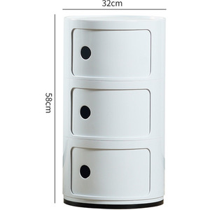 HomeScape Storage Unit Cylindrical Multi-Tiered Plastic Drawer - 3-Tier White / 48cm by Kindred Trading LTD