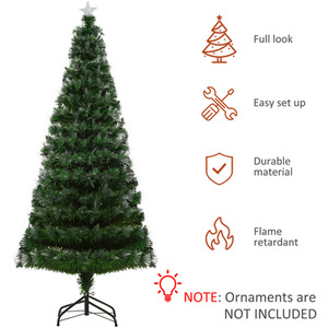 HOMCOM 6FT Multicoloured Artificial Christmas Tree with PreLit Modes Metal Stand - Green, blue and red by HOMCOM
