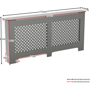 Oxford Radiator Cover - Grey / 172cm by Vida Designs