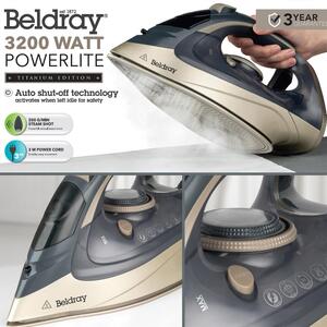 3200W Powerlite Steam Iron - Grey by Beldray