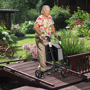 Foldable Mobility Aid Walker-Black - Black by Costway