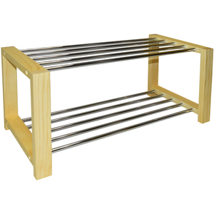 SLEEK - Solid Pine 6 Pair Shoe Storage Organiser Rack - Natural - Natural by Watsons