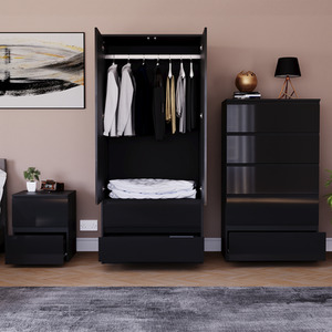 Vida Designs Glinton 3 Piece FSC Certified Bedroom Set - Black by Vida Designs