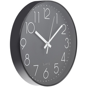 12-Inch Modern Wall Clock with Arabic Numerals - Grey by Livingandhome