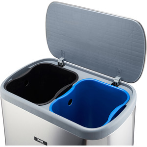 60L Dual Compartment Recycle Pedal Bin - Silver by Cooks Professional