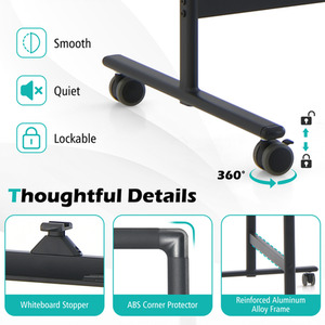 Height Adjustable Standing White Board - Black by Costway