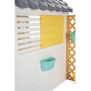 Dolu Garden Playhouse With Fence - White & Yellow by Dolu
