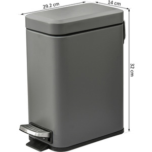 HOMCOM Rectangular Compact Bin Steel Body - Grey by HOMCOM