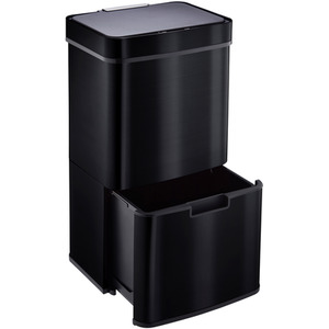 75L Recycling Sensor Bin with 3 Compartments and Food Caddy - Black / Brushed by Cooks Professional