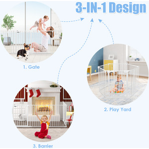 6-Panel Baby Pet Gate Baby Safety Playpen - White by Costway