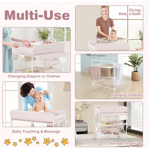 Baby Changing Table Diaper Changing Station - Beige by Costway