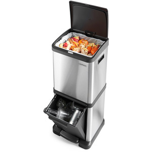 34L Vertical Kitchen Bin with 2 Compartments - Silver by VonHaus