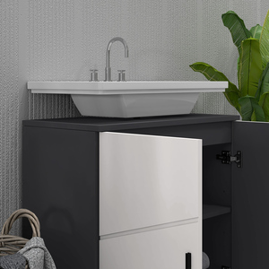 kleankin Under Sink Cabinet with Shelf Light Grey - Light Grey by kleankin