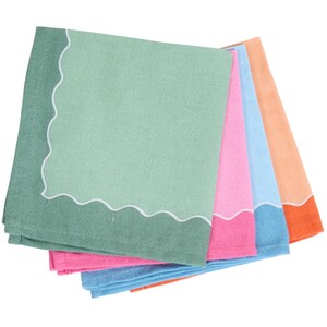 Pack of 4 Wave Edge Napkins - Multicolour