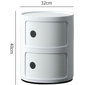 Round Beside Table Filling Cabinet Chest Unit Stockable - White / 2 by Livingandhome