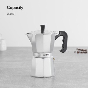 Aluminium Stovetop Espresso Maker - Silver / 300ml by VonShef
