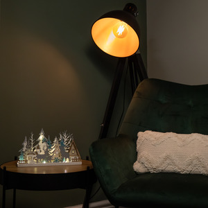 Christmas Wooden Reindeer Scene Silhouette with 10 Warm White LEDs - Brown by Samuel Alexander