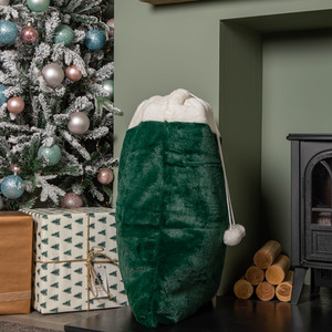Green Christmas Sack with White Cuff and Pom Poms - Green by Samuel Alexander