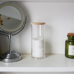 Reusable Plastic Tall Cotton Pad Holders with Bamboo Lid - Pack of 2 - Clear by Harbour Housewares