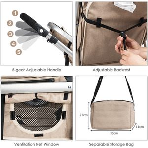 2-in-1 Convertible Baby Stroller Pushchair - White by Costway