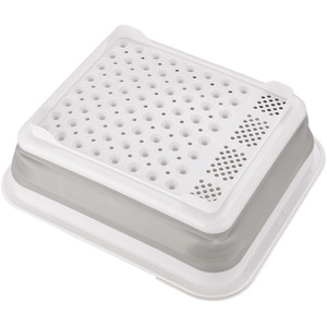 Collapsible Dish Drainer with Drainer Board Foldable Drying Rack Set for Kitchen - Grey by Livingandhome