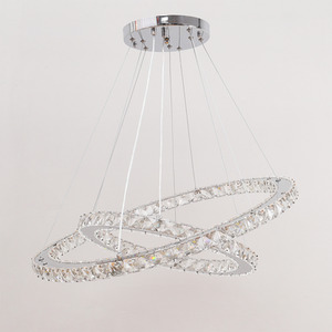 2-Tier Adjustable Crystal LED Pendant Light - Sliver / 40 - 60 cm by Livingandhome