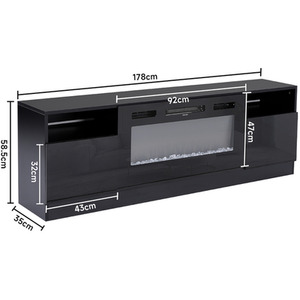 Recessed Electric Fireplace with TV Cabinet and Crystal Stone Fuel by Livingandhome