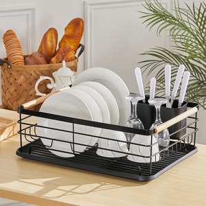 Iron Dish Drainer Drip Tray - Black by Livingandhome