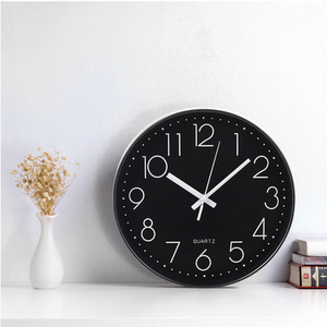 12-Inch Minimalist Wall Clock with Arabic Numerals - Black by Livingandhome
