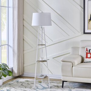 Evie Shelf Floor Lamp - White