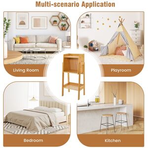 Bedroom Nightstand Storage Shelving Unit - Brown by Costway