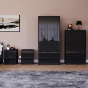 Vida Designs Glinton 4 Piece FSC Certified Bedroom Set- Black by Vida Designs